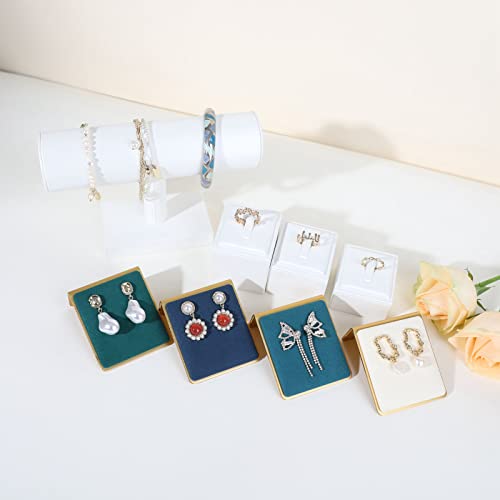 Gold earring stands and displays for show, Green velvet earring holders, Jewelry display stands for selling【Green】 - color: Green