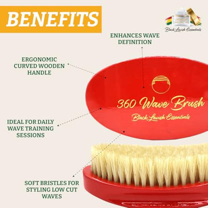 Men’s Hair Brush, Build Deeper Waves, Soft and Hard Boar Bristle Curved Wave Brush, Perfect for Styling Hair (Soft Brush, Red) - color: Red, size: Soft Brush