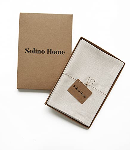 Solino Home Linen Cloth Napkins Set of 4-100% Pure Linen Light Natural Dinner Napkins 20 x 20 Inch for Spring, Summer - Athena, Handcrafted and Machine Washable - color: 01: Light Natural, size: 20" x 20" (Set of 4)