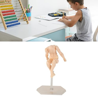 Action Figure Body, PVC Drawing Mannequin with Metal Holder, 5.1x2.0 Inch, Articulated Poseable Model for Artists - color: Skin Color #11