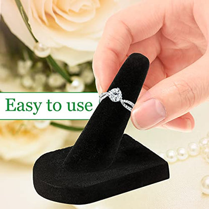 Jetec 12 Pieces Black Velvet Ring Display Stand, Jewelry Holder 2 x 2 x 2 Inches Finger Ring Display Velvet Holder Organizer for Showcase, Vendors, Wedding, Selling