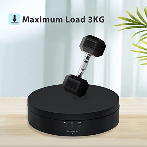 Mcbazel 360 Degree Rotating Display Stand, 5.4 Inch Motorized Spinning Platform, Electric Lazy Susan, Turntable Table Base for Photography, Jewelry, Watch, Cup - Max Load 3kg, Black - color: Black+5.4inch