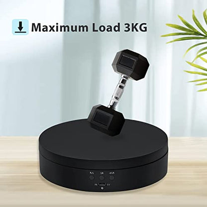Mcbazel 360 Degree Rotating Display Stand, 5.4 Inch Motorized Spinning Platform, Electric Lazy Susan, Turntable Table Base for Photography, Jewelry, Watch, Cup - Max Load 3kg, Black - color: Black+5.4inch