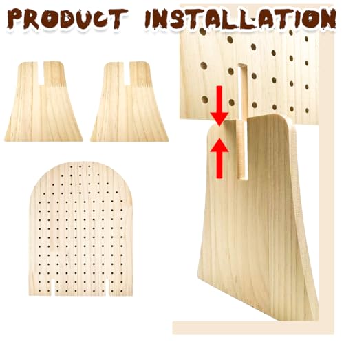 2 Pcs Wooden Pegboard Display Stand for Jewelry Keychains 25 Dowel Rods Accessories Rack, Earrings Organizer with Oval Pegboard Design for Craft Shows,Boutique Retail,Vendor Displays