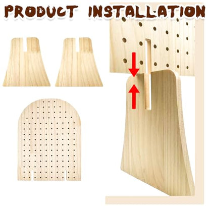 2 Pcs Wooden Pegboard Display Stand for Jewelry Keychains 25 Dowel Rods Accessories Rack, Earrings Organizer with Oval Pegboard Design for Craft Shows,Boutique Retail,Vendor Displays