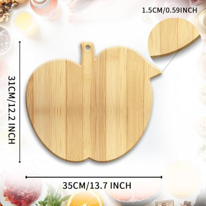 WEBEEDY Apple-Shaped Bamboo Wood Cutting Board Funny Charcuterie Boards for Kitchen Small Decorative Wooden Chopping Board with Hanging Hole for Serving Cheese,Fruit,Meat,Vegetable (13.8x12 inch)