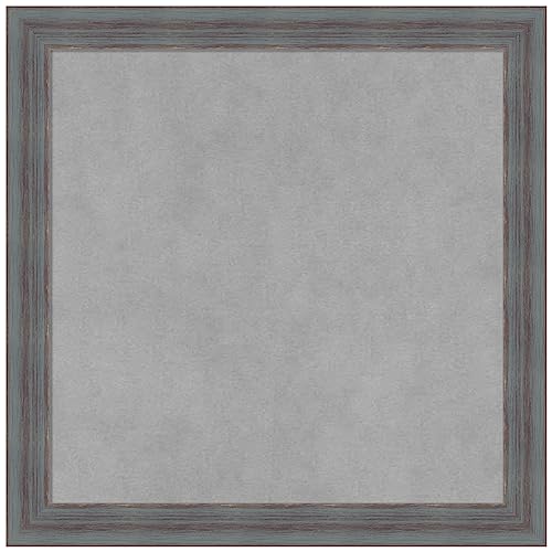Amanti Art Blue Framed Magnetic Board 18x18 Small Vision Board for use with Magnets, 100% Metal Sheet to Display Items as Office Decor or for Home Organization in mudroom, Kitchen or Kids Room - color: Dixie Blue Grey Rustic, size: 18"W x 18"H