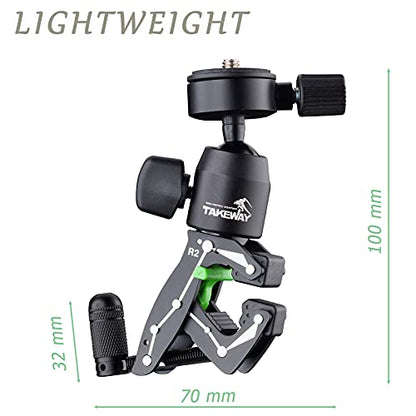 Adjustable Camera Clamp Mount with 360°Rotatable Mini Ball Head and 1/4" Screew Quick Release Tabletop C Clampod Bar Clamp for GoPro/Brinno/DSLR/MILC/SLR Camera and More Action Camera - style: R2
