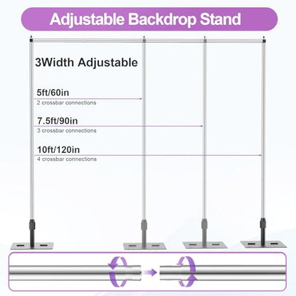 EMART Backdrop Stand Heavy Duty, 10x10Ft Pipe and Drape Backdrop Stand, Stable Background System Kit with 2 Metal Bases, 12 Stainless Steel Poles for Parties, Wedding, Birthday, Photography