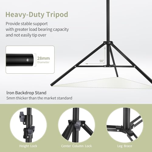 Backdrop Stand 10x7ft(WxH) Photo Studio Adjustable Backdrop Stand Kit Photography Backdrops with 4 Crossbars, 6 Clamps, 4 Spring Clip, 2 Sandbags and Carry Bag for Parties/Wedding/Photography