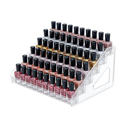 6-Tier Clear Acrylic Nail Polish Storage, Holds 48-96 Bottles, Multi-Purpose Nail Polish Rack, Sunglasses, Essential Oils and Cosmetics - size: 6-Tier