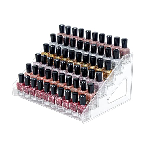 6-Tier Clear Acrylic Nail Polish Storage, Holds 48-96 Bottles, Multi-Purpose Nail Polish Rack, Sunglasses, Essential Oils and Cosmetics - size: 6-Tier