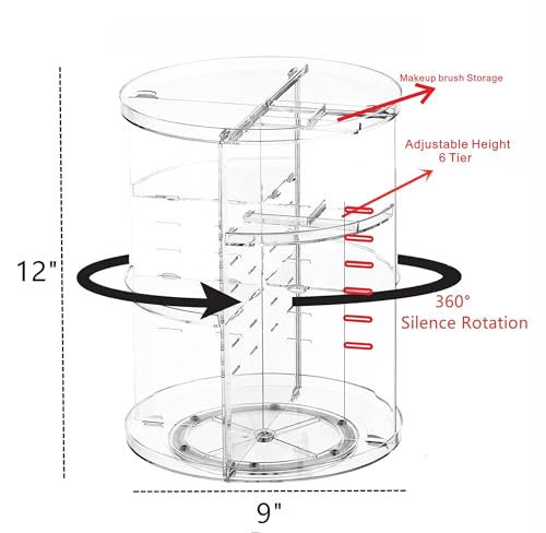 Clear Rotating Makeup Organizer for Vanity,Adjustable Skincare Organizer Countertop,Cosmetic Display Cases for Beauty,Skin Care,Spinning Makeup Stand,Make up Storage Organizer and Perfume organizer - color: Clear