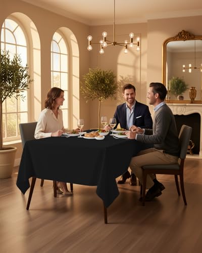 Utopia Kitchen Rectangle Table Cloth 2 Pack [60x84 Inches, Black] Tablecloth Machine Washable Fabric Polyester Table Cover for Dining, Buffet Parties, Picnic, Events, Weddings and Restaurants - color: Black, size: 2 Pack 60x84 Inch Tablecloth