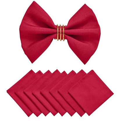 Cloth Napkin Set of 8 Square Washable Reusable Linen Fabric Polyester for Kitchen Dinner Dining Restaurants Wedding Party Banquet Table(DarkRed-A/17x17 Inch) - color: Darkred