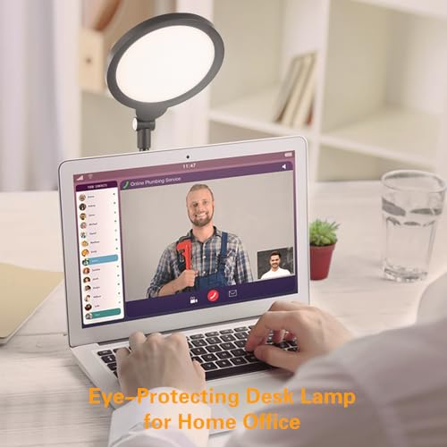 Desk Lamp for Home Office, Zoom Lighting for Computer, Height-Adjustable Video Conferencing Light, Eye-Care LED, Desk Light for Video Calls, USB Charging, Ideal for Study, Work, Reading, 2-Pack Set