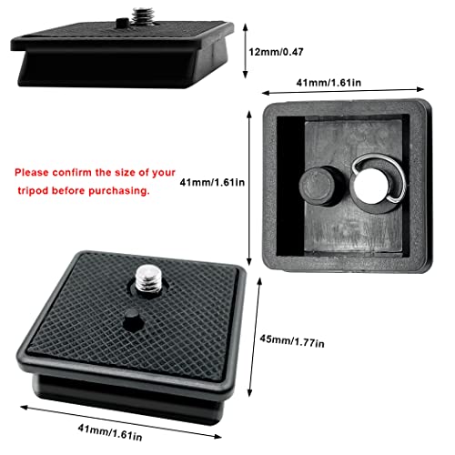 41mm (1-5/8") Quick Release Plate, Universal Camera Tripod Mount Adapter with Tool-Free Thumb Screw for 41x41mm Square Socket Tripod Heads - size: 41 MM