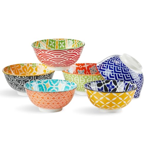 Metahom Ceramic Dipping Bowls, 3.5 inch Small Bowls for Dipping, 4oz Mini Bowl for Soy Sauce, Condiments, Side Dishes, Charcuterie Boards, Set of 6 - color: Vibrant Colors, size: 3.5 inch