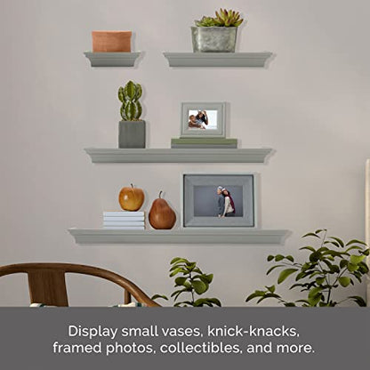 MELANNCO Floating Wall Shelves for Bedroom, Living Room, Bathroom, Kitchen, Nursery, Set of 4, Gray, 4 Count - color: Grey, size: Set of 4 (24, 20, 12, 6 Inch), style: Arlington