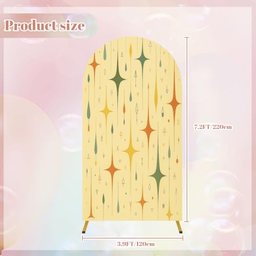 Wedding Arch Backdrop Cover 7.2FT Mid Century Retro Abstract Modern Geometric Colorful Vintage 50s 60s Spandex Fitted Arch Cover Round Top Stands Cover for Birthday Party Ceremony Banquet Decoration - color: Color11, size: 7.2x3.6 FT
