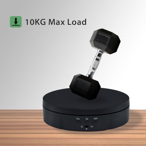 Mcbazel Motorized Rotating Display Stand,5.7inch 360 Degree Electric Rotating Turntable Display Stand for Photography Shows/Jewelry/Watch/3D Models/Cup -The Load-Bearing Capacity is About 10kg,Black - color: Black+5.7inch