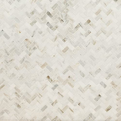 MSI Arabescato Venato White Herringbone Honed Marble Mesh Mounted Mosaic Tile for Bathroom, Kitchen Backsplash, Accent Wall Tile, and Shower Wall Tile - color: Arabescato White, size: SAMPLE
