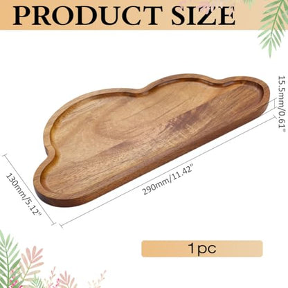 Wooden Tray Cloud Shape Jewelry Dish Wood Food Board 290x130x15.5mm Cute Decorative Fillable Serving Board for Food Fruit Snack Party Supplies Kitchen Table Home Decoration Tan - size: 290x130x15.5mm