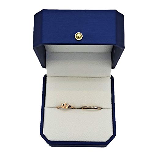 Best Balmy Premium Leather Ring Jewelry Storage Box Gift Box, Ring Earrings Jewelry Counter Display Props (Navy Blue) - color: Blue,Navy