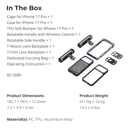 SmallRig Megatron Edition Dual Handheld Video Cage Kit for iPhone 17 Pro, Wireless Control Handle, Quick Release, Filmmaking & Live Streaming Kit with Case, Rotatable Handles, Lens Backplate-5585 - size: iPhone 17 Pro
