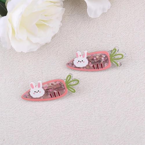 Easter Hair Clips for Women Girls Cute Rabbit Carrot Hairclips with Non-Slip Animal Theme Hairpins Hair Accessories for Easter Basket Stuffers Party Photo Props