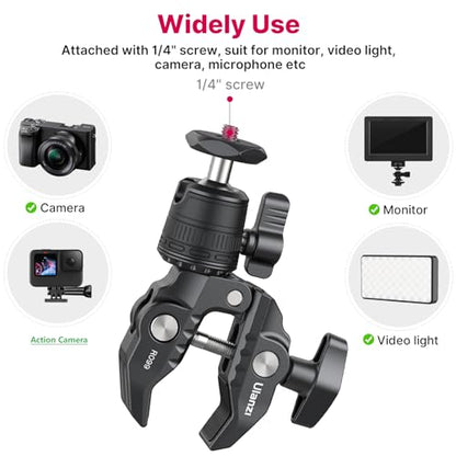 ULANZI R099 Super Clamp Camera Mount with 360° Ballhead for Bike/Bicycle/Motorcycle Handlebar Pole Tripod Tube Crossbar Gimbal Rods Mount for Insta360/GoPro/AKASO/DJI/Phone/DSLR/Light/Monitor - style: R099