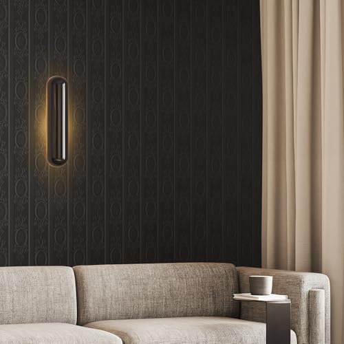 JiffDiff Wallpaper Peel and Stick Textured, 3D Black Embossed Wall Paper Stick on Wallpaper Modern Waterproof Self Adhesive Contact Paper(17.3" x 1200") - color: Black, size: 17.3" x 1200"