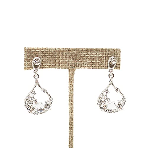 Ikee Design 6Pcs Set Linen Earring T Stand Display Set, Jewelry Display Stand for Showroom and Tradeshow Showcase, Burlap Linen, 4 1/2 H in; 5 3/4 H in; 6 3/4 H in - color: Burlap Linen, 3 Heights