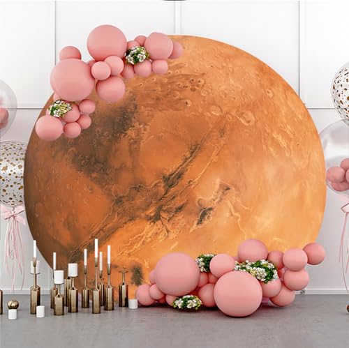 Diameter 3ft Cosmic Mars Round Backdrop Cover Universe Galaxy Circle Photography Background Planet Themed Backgrounds for Kids Birthday Party Decor Cake Table Photo Booth Props - color: Mars, size: 3x3ft-polyester