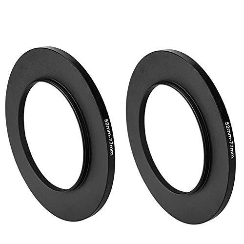 (2 Pcs) 52-77MM Step-Up Ring Adapter, 52mm to 77mm Step Up Filter Ring, 52 mm Male 77 mm Female Stepping Up Ring for DSLR Camera Lens and ND UV CPL Infrared Filter, Model Number: FR5277 - size: 52-77MM