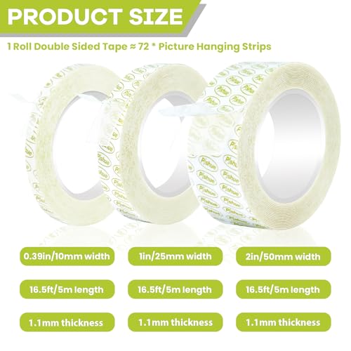 Double Sided Tape Heavy Duty, Removable Nano Double Sided Adhesive Tape, Clear Mounting Tape Picture Hanging Adhesive Strips Waterproof for Walls Photo Crafts Carpet Poster, 0.39" x 16.5FT - size: 0.39in x 16.5ft