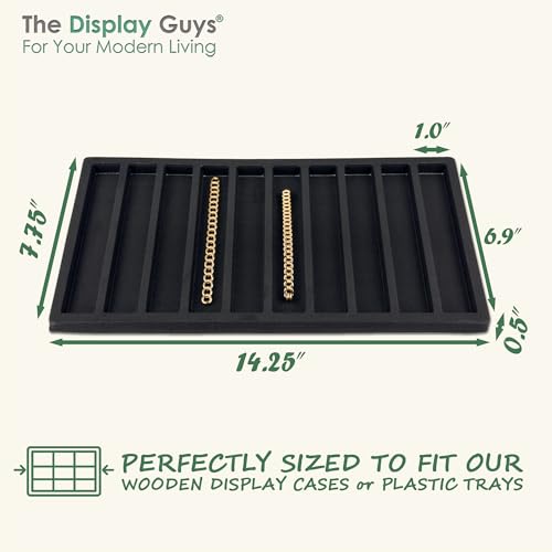 TheDisplayGuys For Your Modern Living 2-Pack 10-Compartments Vertical Flocked Velvet Jewelry Display Inserts - Tray/Case Liners - Bracelet Necklace Storage, (Black) by The Display Guys - color: Black, size: Compartments - 10