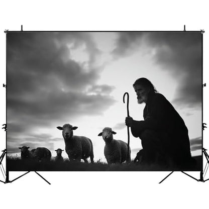 5x7ft Photography Backdrop Shepherd Tending Sheep Sunrise Landscape Photo Backdrop Photography Background for Photoshoot Portrait Video Party Photo Studio Prop Booth - color: Color4