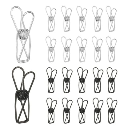 PATIKIL 50Pcs Paper Office Binder Clips, 1.26" Small Metal Wire Hollow Out Paper Clamps Long Tail Binder Clips for Photo Clothes Hanging Office Home Kitchen Food Package, Black/Silver - color: Black/Silver