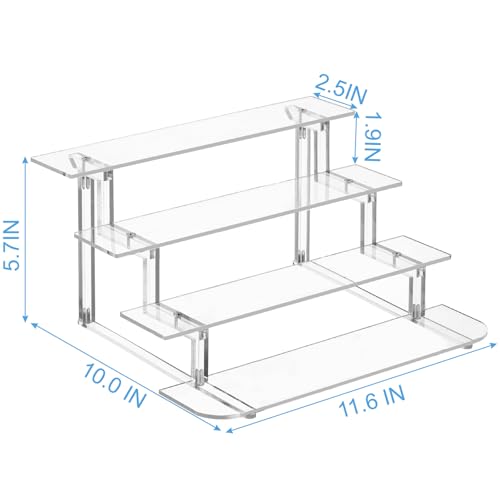 4 Tier Acrylic Display Risers, Perfume Organizer Stand, Clear Shelf Risers for Figures, Dessert Shelves for Party, Funko POP Shelves, Cupcake Stand Holder Decoration