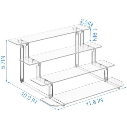 4 Tier Acrylic Display Risers, Perfume Organizer Stand, Clear Shelf Risers for Figures, Dessert Shelves for Party, Funko POP Shelves, Cupcake Stand Holder Decoration