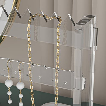 Acrylic Jewelry Holder Stand, Necklace Earring Ring Organizer Stand, Multi-Use Jewelry Storage Rack for Dresser Tabletop Nightstand Bedside Desk (Clear)