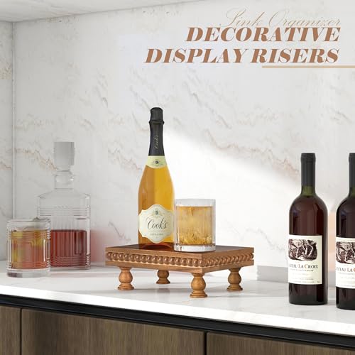 EOSAHR Pine Wood Display Riser for Home Decor – Rustic Pedestal Stand for Displaying Home Decorations, Cake Stand or Small Plants – Ideal Modern Best Boho Chic Decor(Brown) - color: Brown