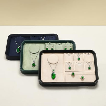 Oirlv Jewelry Display Tray for Vendors Velvet Jewelry Tray with Compartments for Rings and Necklaces(Blue) - color: Blue P21702