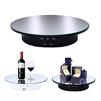 JAYEGT Motorized Rotating Display Stand, 7.87inch /17.6lbs Load, 360 Degree Electric Rotating Turntable for Photography Products, Jewelry, Cake,3D Model , Mirror Cover (Black/Button Control) - color: Black