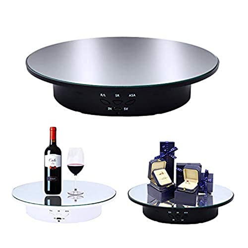 JAYEGT Motorized Rotating Display Stand, 7.87inch /17.6lbs Load, 360 Degree Electric Rotating Turntable for Photography Products, Jewelry, Cake,3D Model , Mirror Cover (Black/Button Control) - color: Black