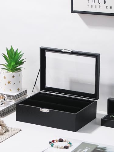 Bracelet Holder Organizer Box, Jewelry Storage Case with 2 Rods, Bangle Watch Display Tray for Women Girls (Black) - color: Black