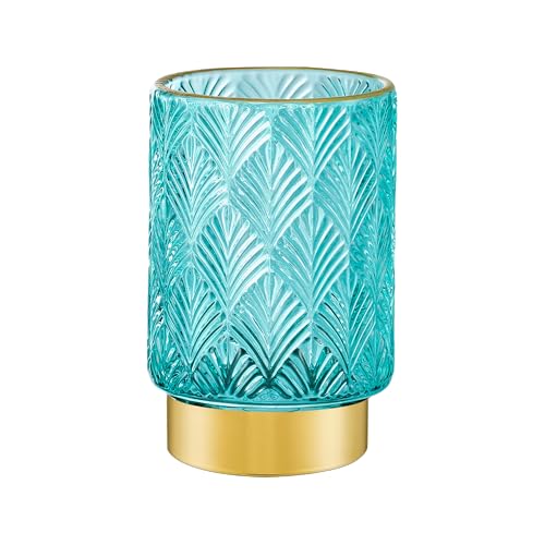 Makeup Brush Holder Organizer,Toothbrush Holders,Desk Pen Pencil Holder,Multifunctional Vintage Glass Brush Cup（A42-6-US） - color: Turquoise