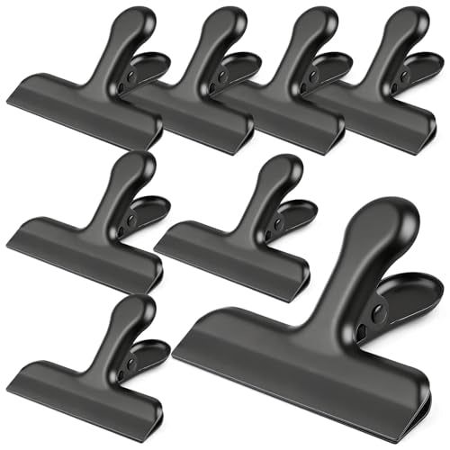 Funfery Stainless Steel Black Chip Clips 3" Bag Clips for Kitchen Storage,Food,Snacks,8 Pack Large Metal Clip for Food Packages,Chips,Paper and Home&Office - color: Black, size: 8 Pack