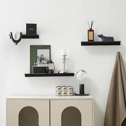 JOOM Small Metal wall Floating Shelf - Metal Wall Shelf, Black Floating Shelf, Small Bathroom Shelf, Display Shelves for Living Room/Kitchen/Bedroom (Black, 8Inch) - color: Black, size: 8 Inch